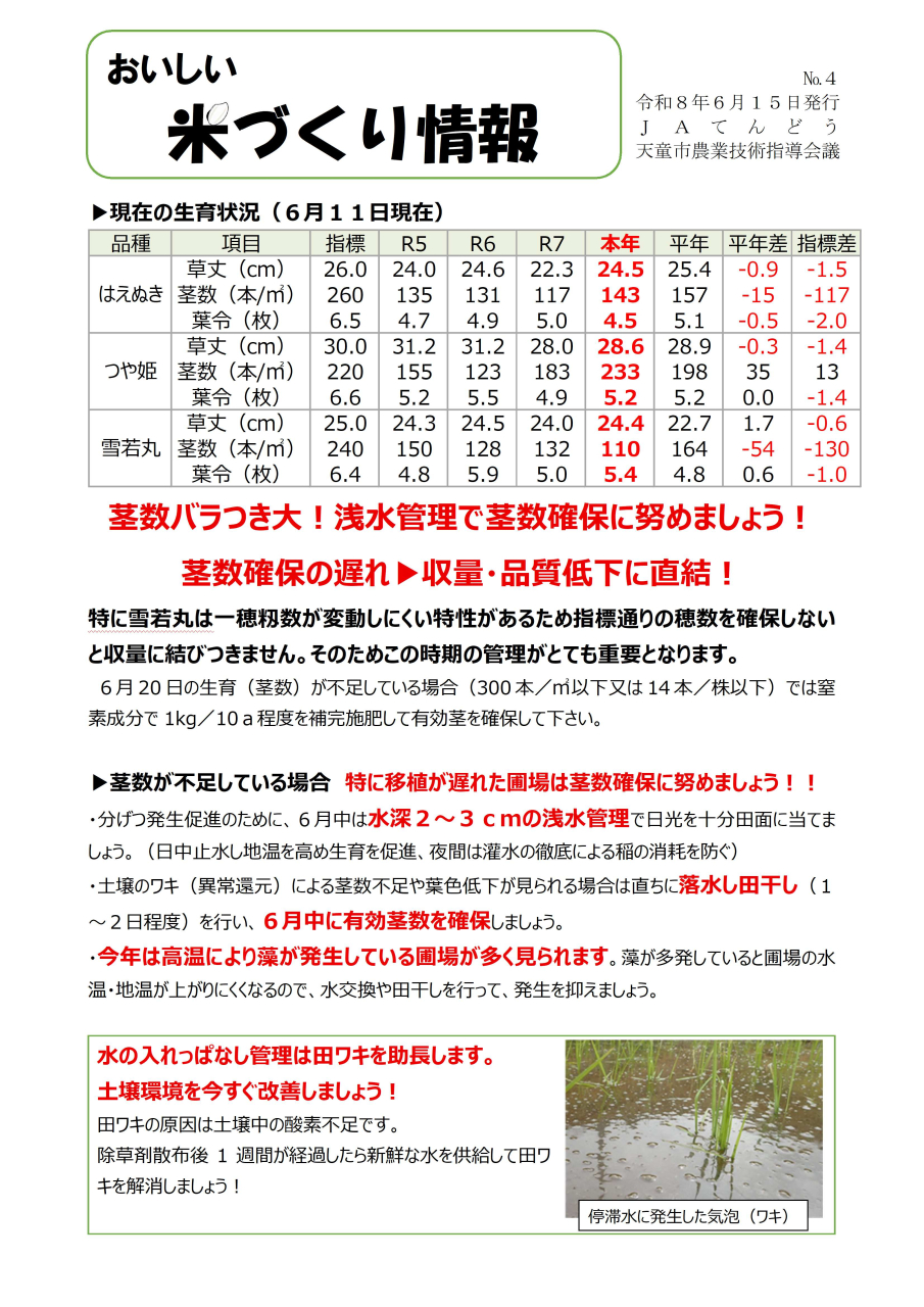 おいしい米づくり情報No.4